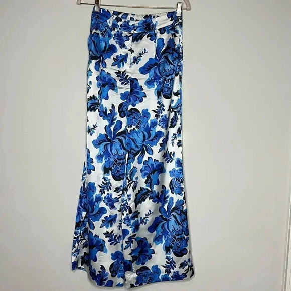 Christian Lacroix Wide Leg Pants  White Printed High-Rise Slit Pockets - Picture 1 of 9